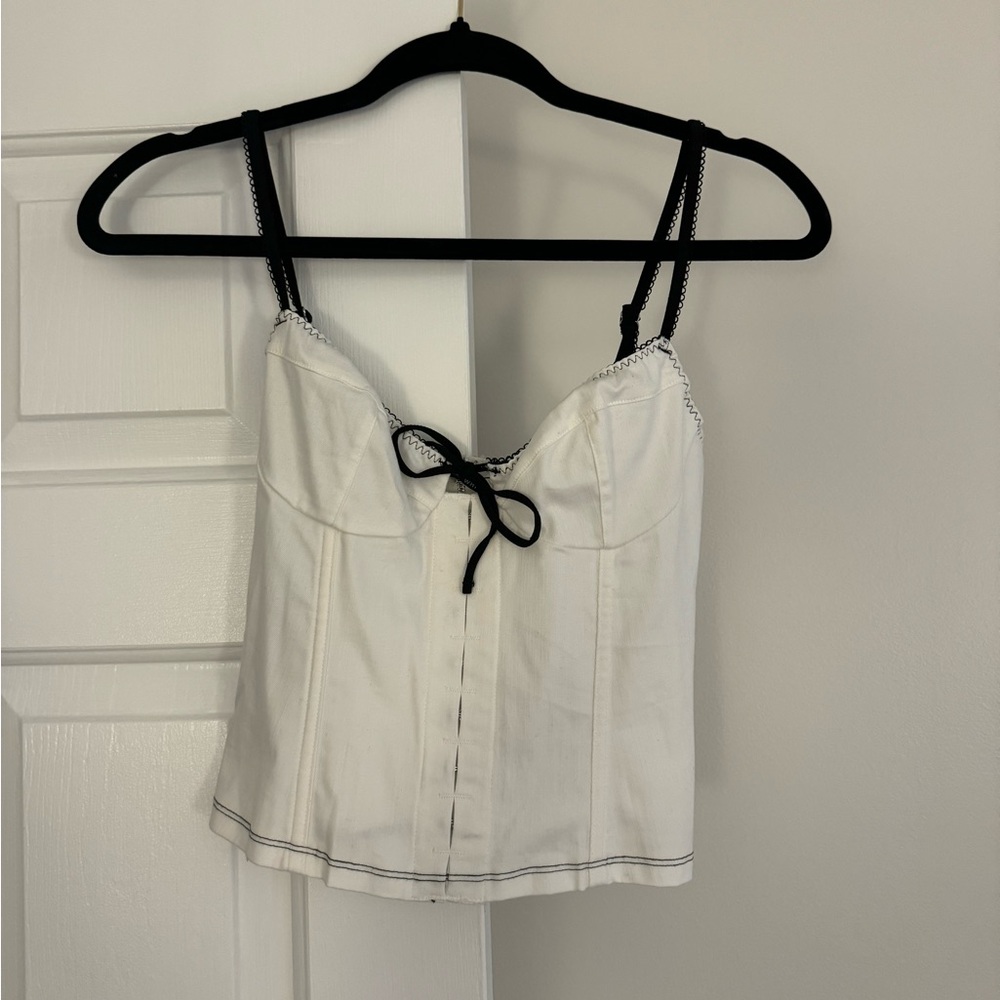 NWT White Fox black and white corset top